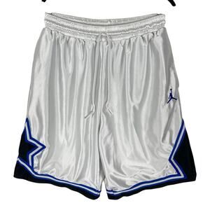 Nwot JORDAN AIR Shorts L White/Silver Royal-Blue Black Drawstring Pocket Lined